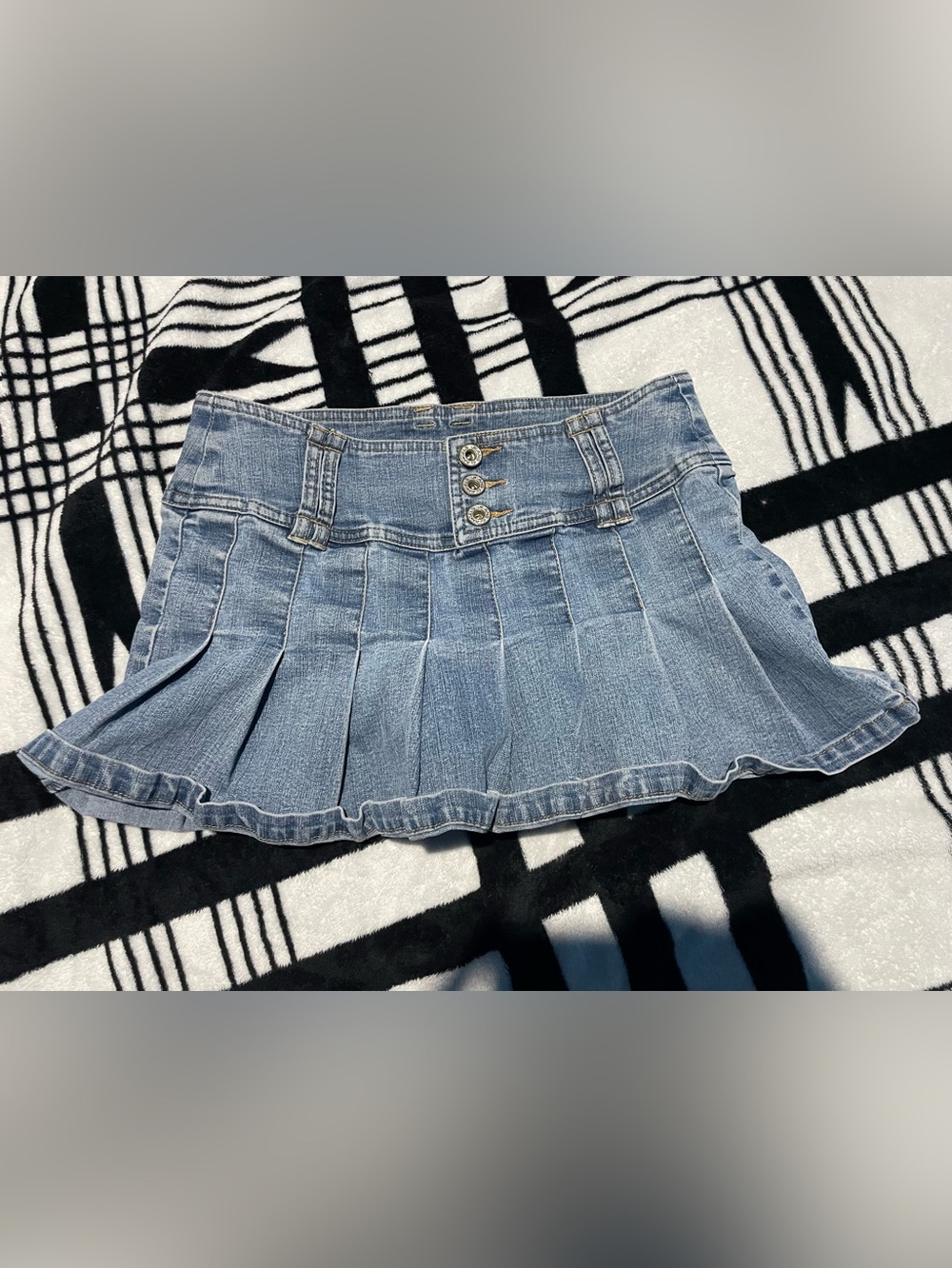 Angels denim pleated mini skirt